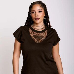 NEW Moth Embroidery Baby Tee XL by Midnight Hour